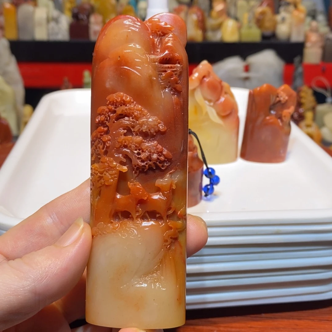 石材纸*虎寿山老性芙蓉石印章