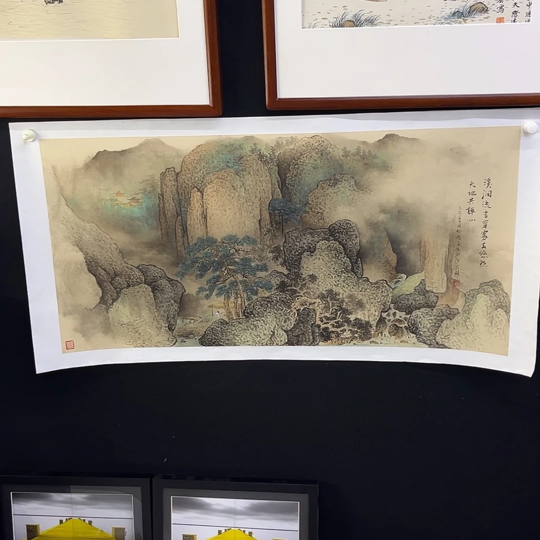 国画手绘国画，山水画心
