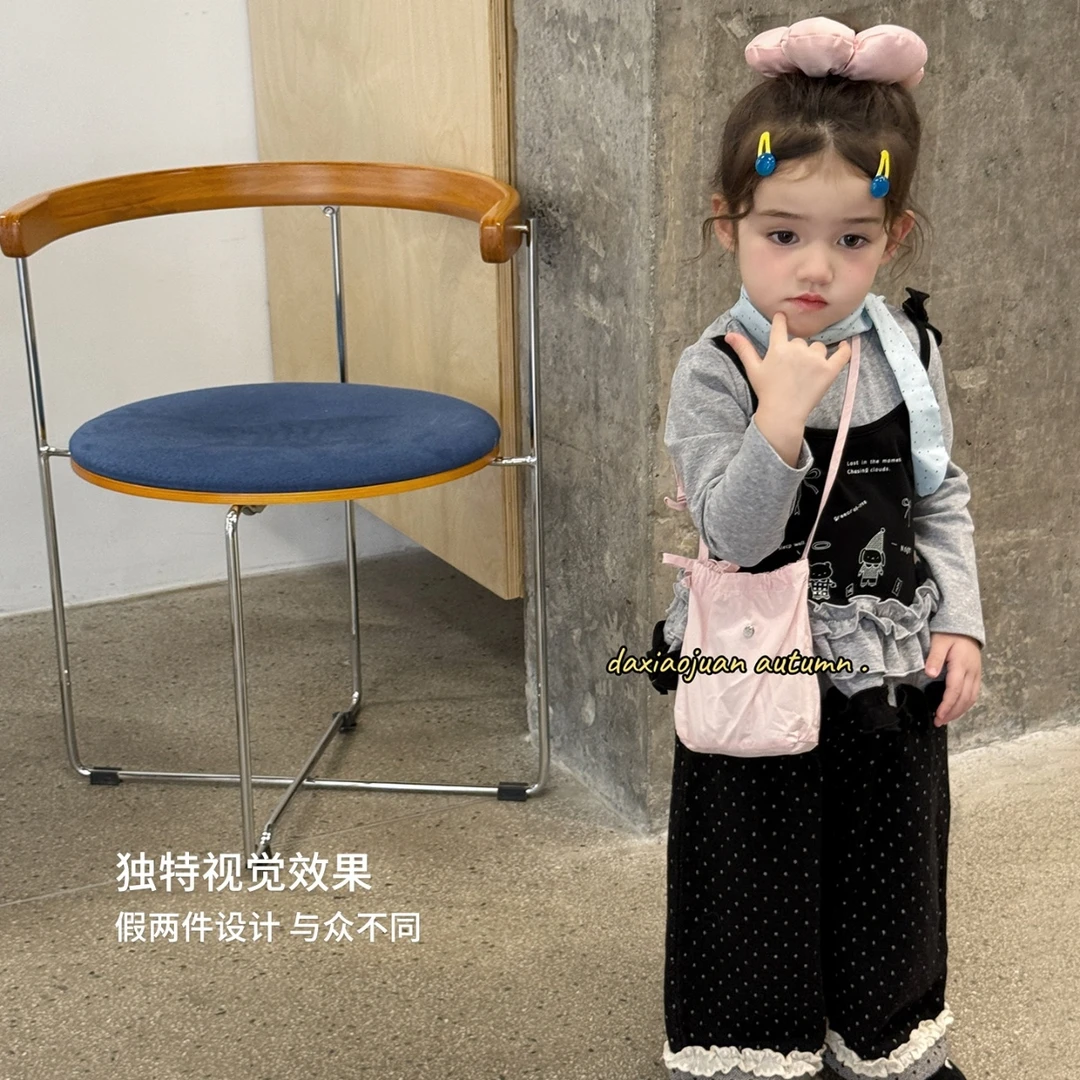 【大小卷】秋季女童童趣印花点缀假两件打底衫-52454