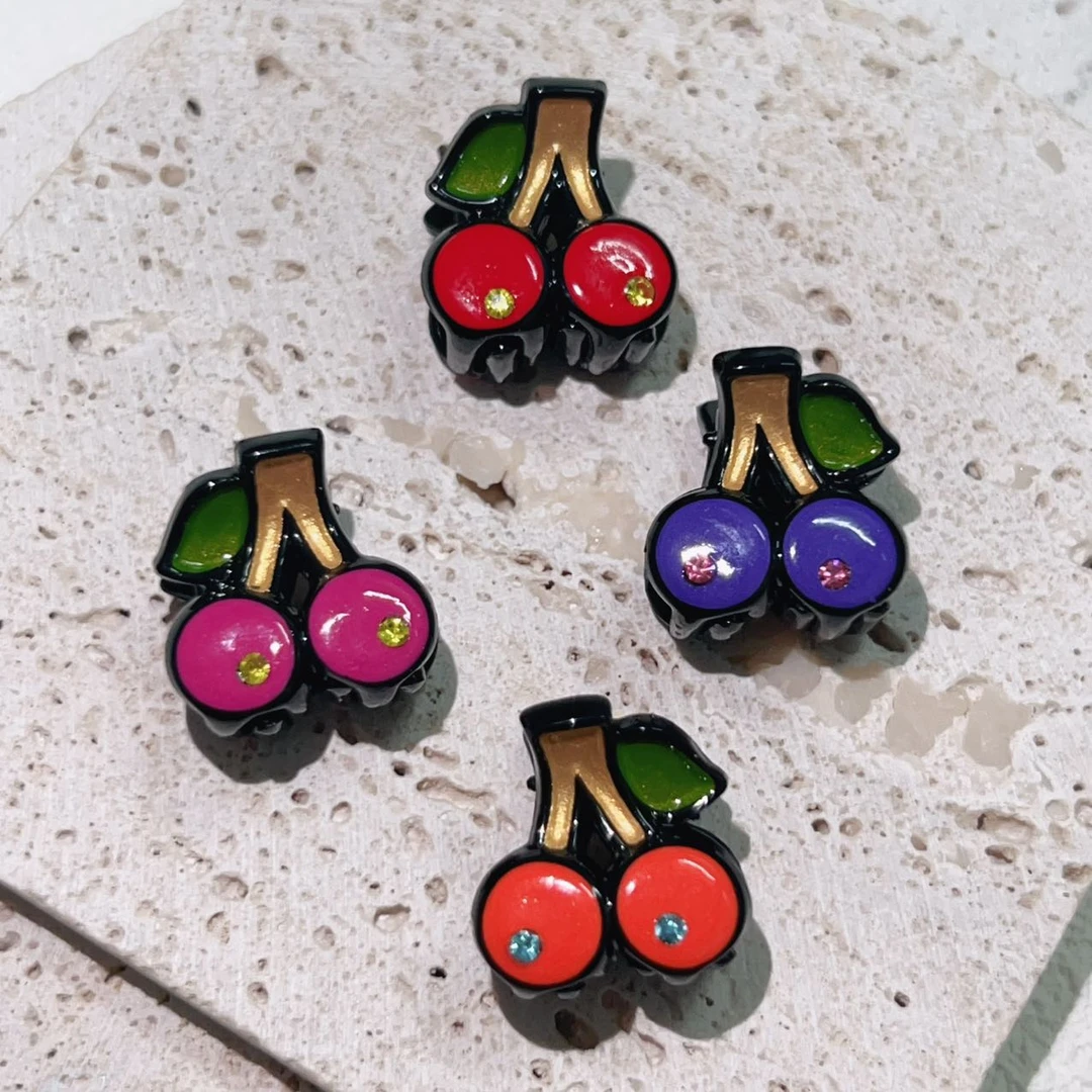 MY SISTERS韩饰DZ手工彩绘树脂小钻樱桃刘海夹S011405