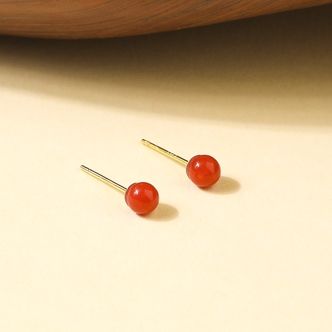 【菲菲亲选】珊瑚耳钉 珊瑚约4mm 多样性发其一 Z888C