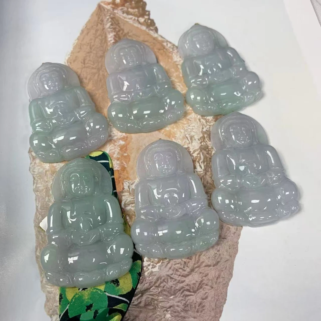 缅甸天然A货翡翠底色开脸端庄时尚百塔正装观音玉坠-多样性发其一