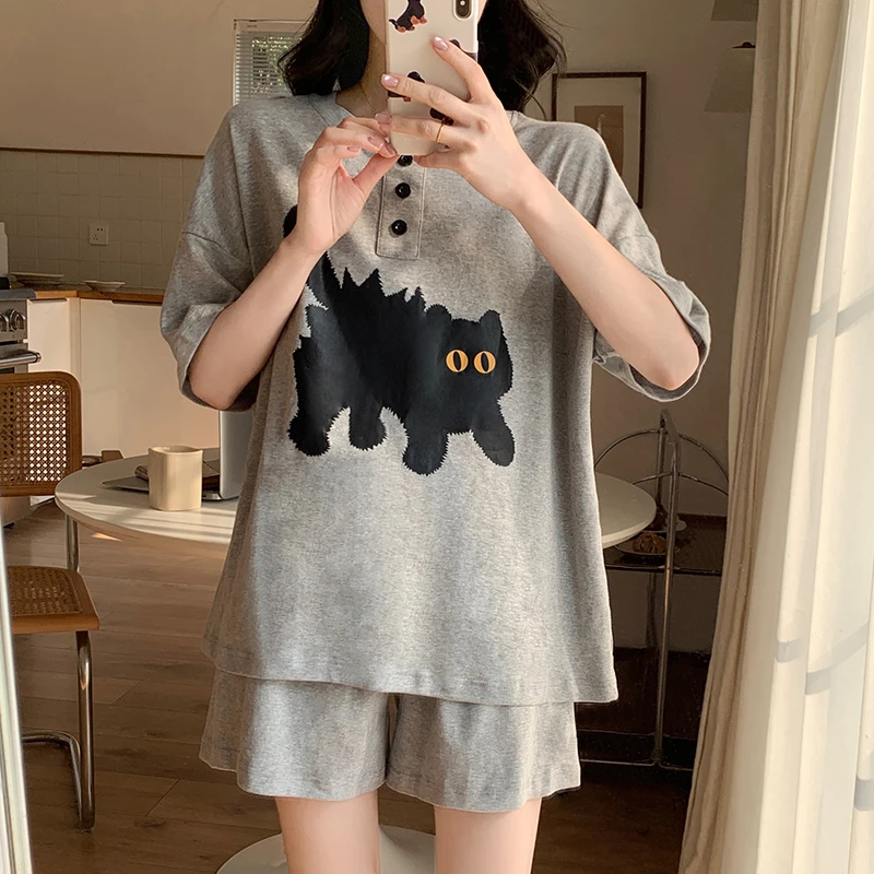 可外穿大码睡衣女款爆款2025新款夏高颜值短袖套装宽松甜美家居服