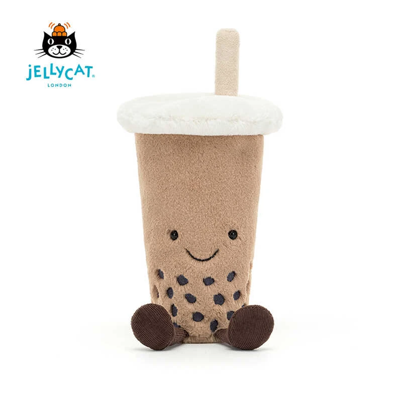 英国Jellycat新品趣味珍珠奶茶可爱玩偶毛绒玩具公仔陪伴生日礼物