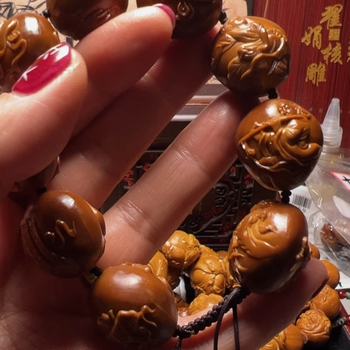 手串/手链橄榄核?****?浮雕八仙