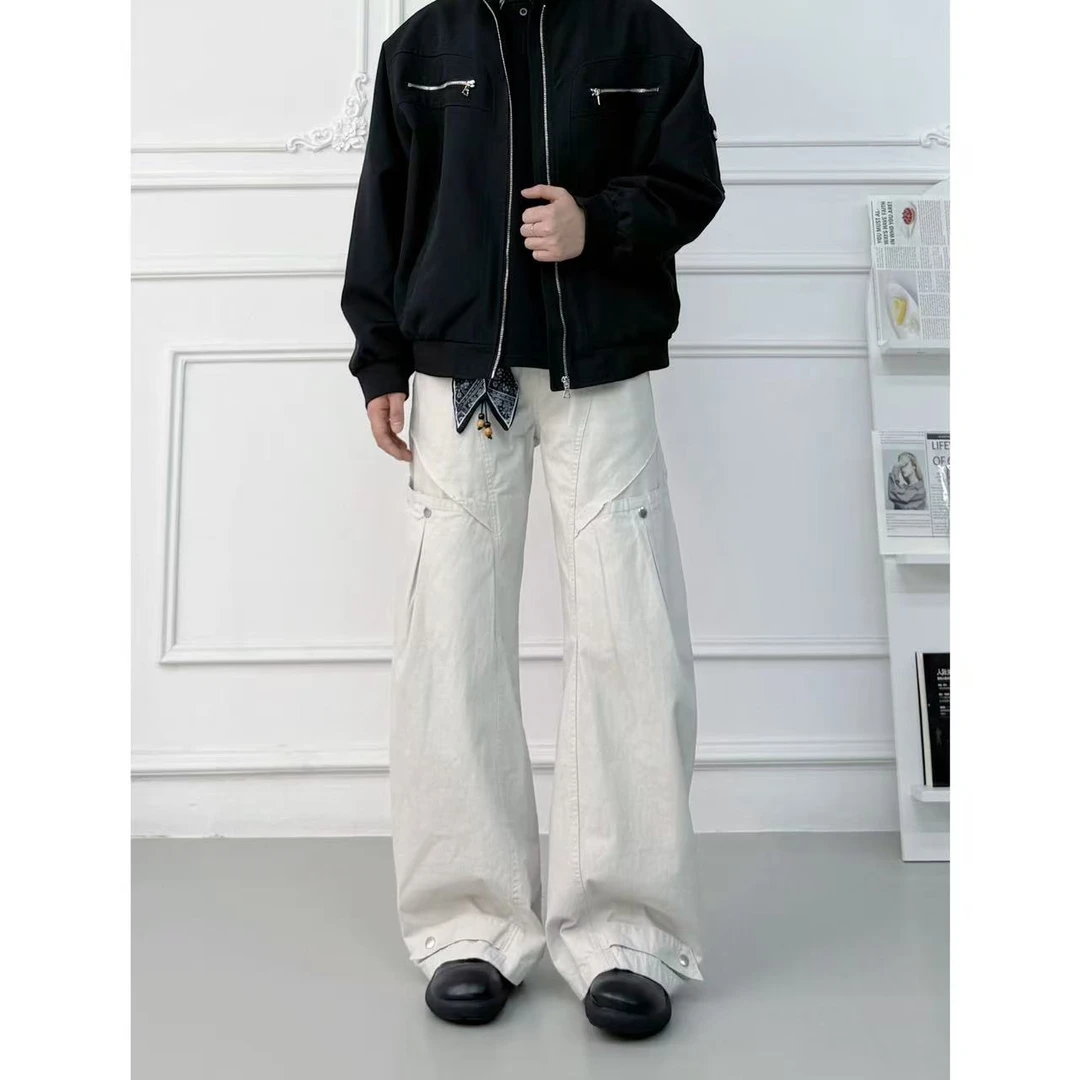 美式大口袋设计弯刀阔腿cleanfit宽松廓形工装休闲裤潮流BW911