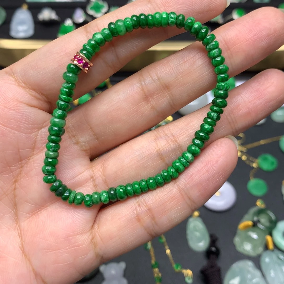 未镶嵌手串翡翠C**y有纹裂