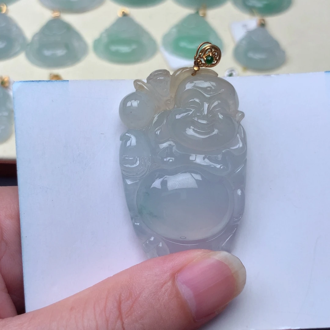 吊坠(不含链)18K金镶嵌翡翠