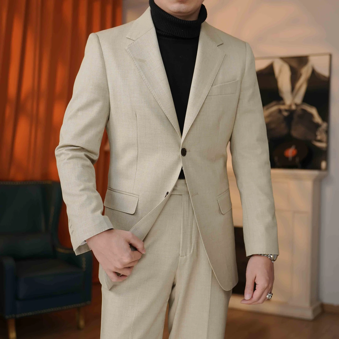 盛先绅自制羊毛单排扣西服简约休闲商务经典显瘦商务单排扣西装