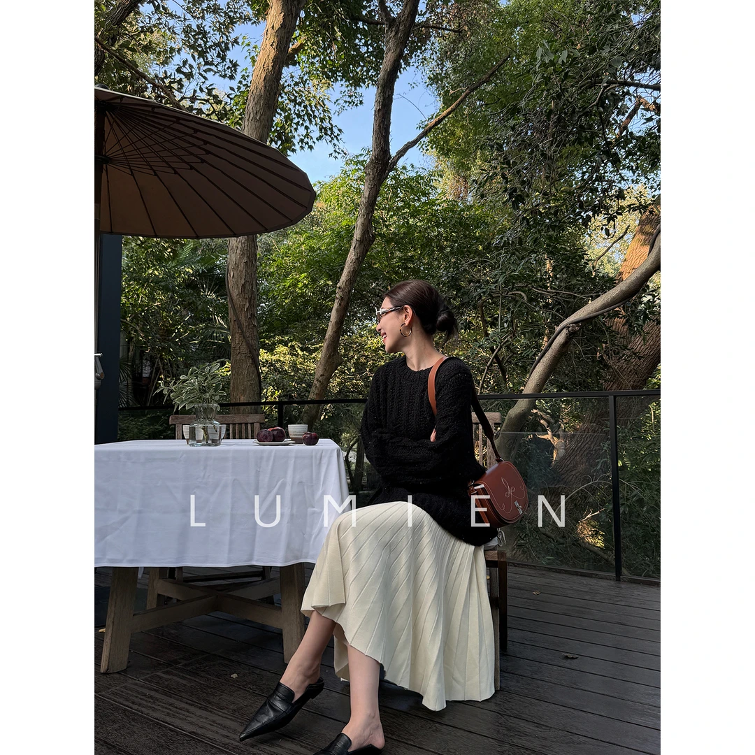 【LUMIEN 新品】柔软绵羊毛修身显瘦百褶裙LX5HRR066