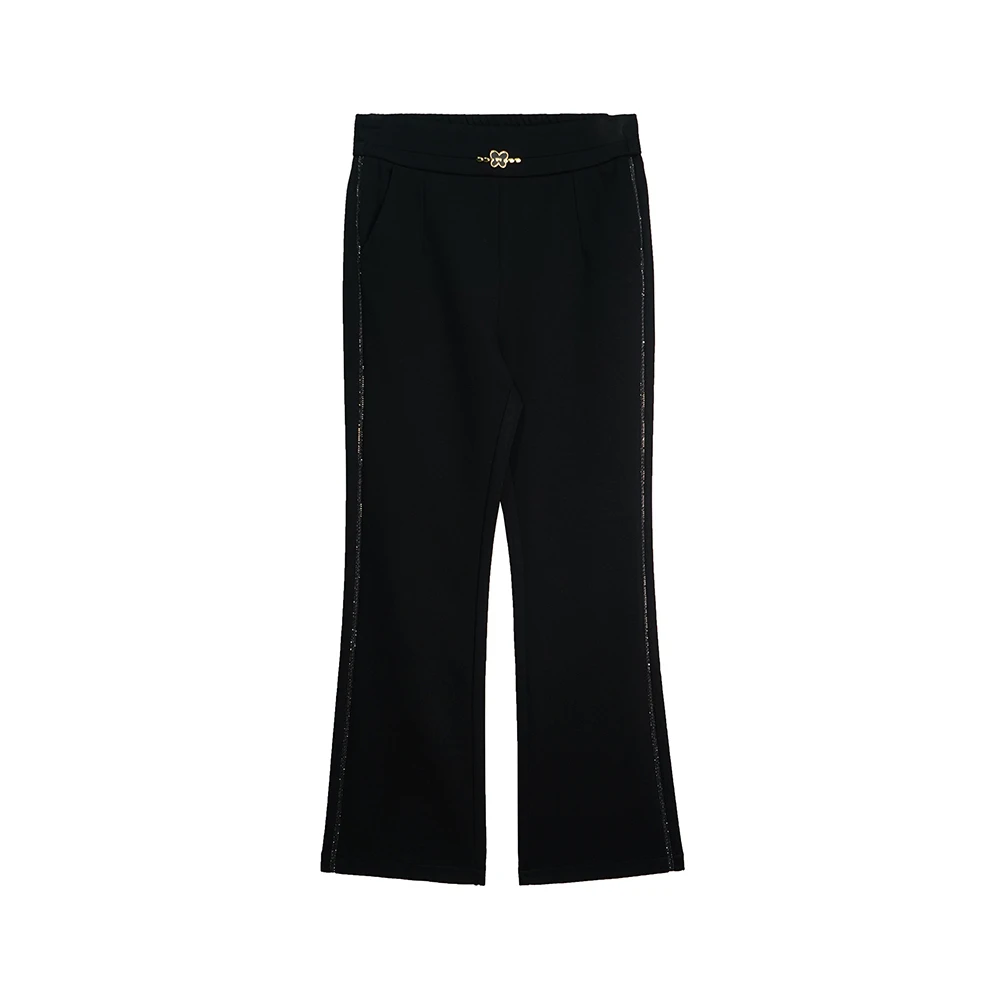 X83101【上新】简约百搭高腰微喇时尚设计感通勤洋气裤子3Q