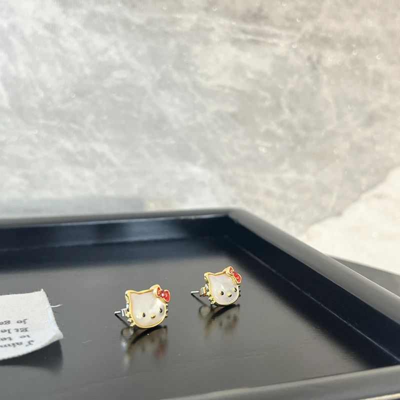 铜合金合成锆石耳饰 红蝴蝶结kt耳环EH3092