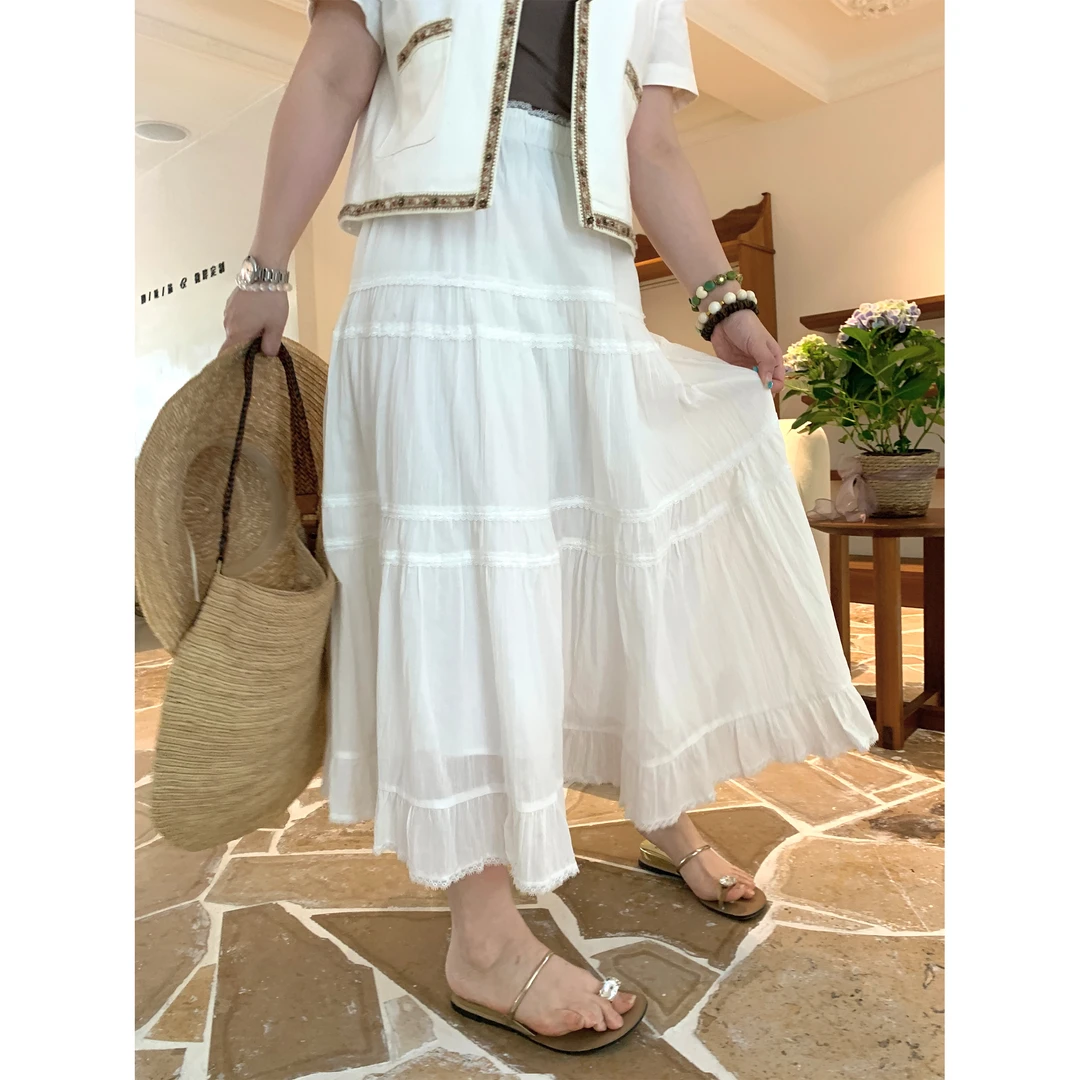 脚趾筋微胖MM大码蕾丝蜜语  重工小白裙