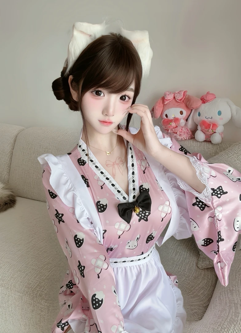 【梦魂不舍】奶兔草莓！日系可爱少女印花裙（这款很复杂 做工贵）
