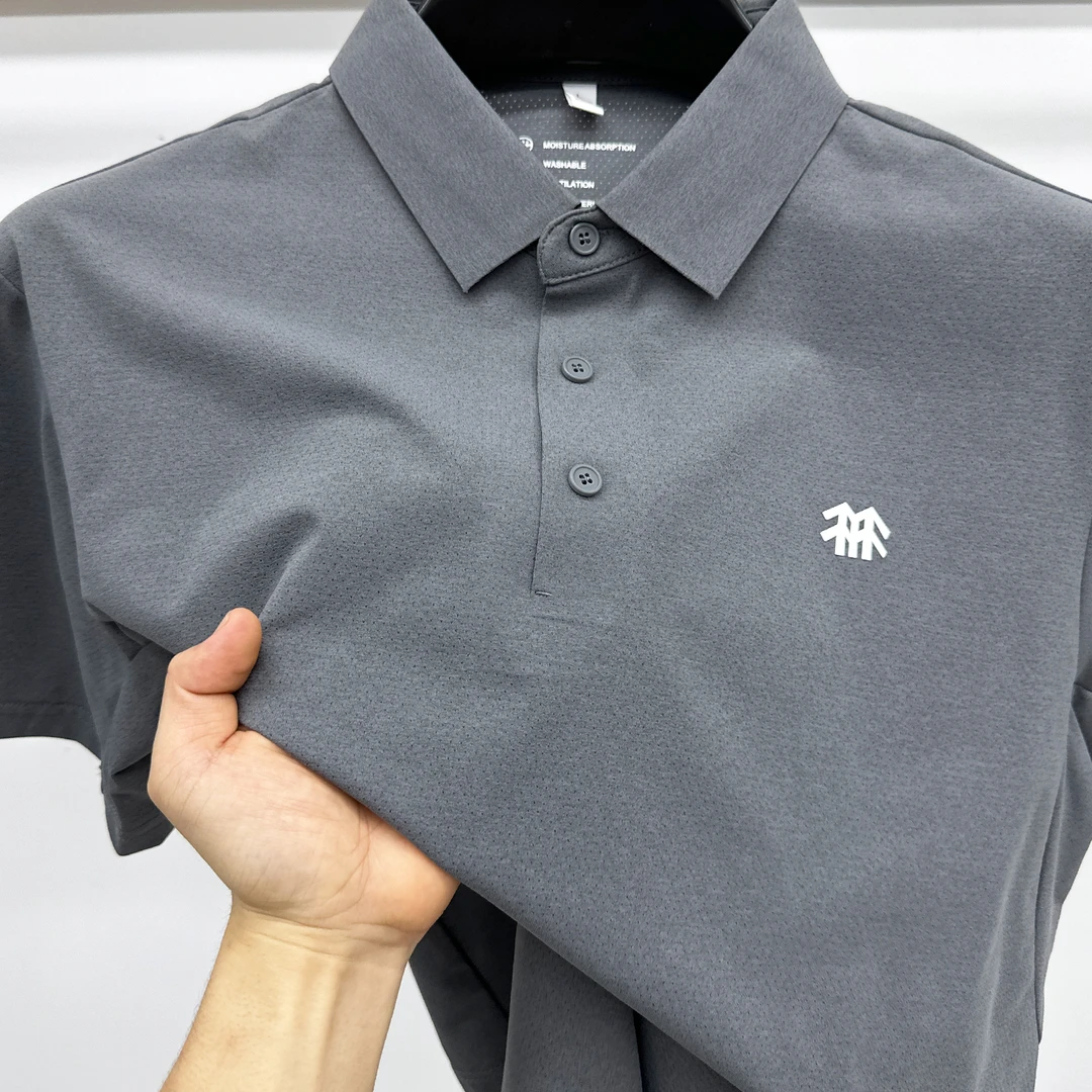 CATIA SELI薄款纯色短袖t恤运动休闲上衣男士翻领速干POLO衫潮