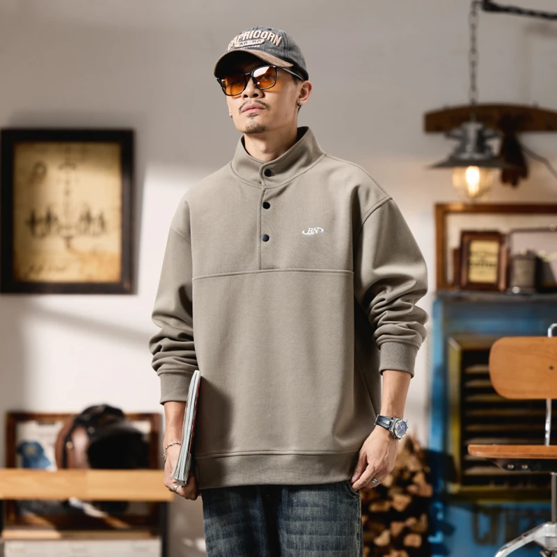 仓石一树2026马年本命年红色卫衣男秋冬美式POLO立领刺绣休闲衣服