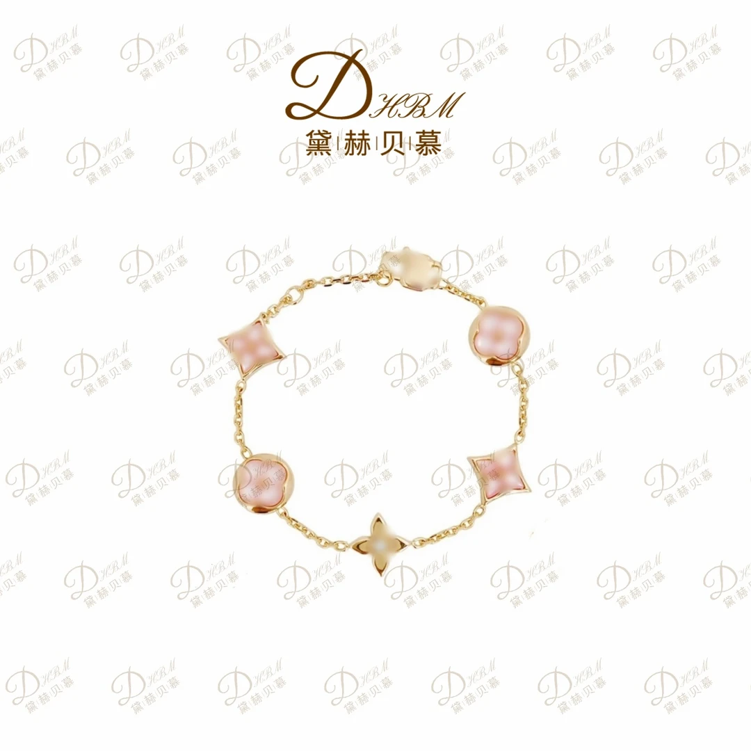 钛钢手链 DHBM粉色轻奢百搭时尚花花手链
