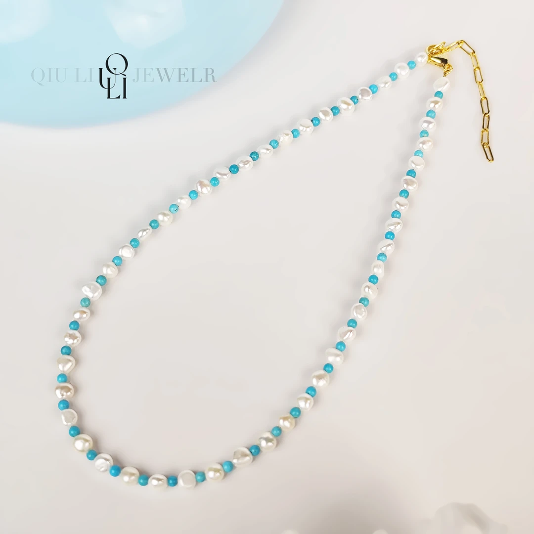 QIU LI · 「邱黎设计」天青晓珍珠手链项链. 1h5788