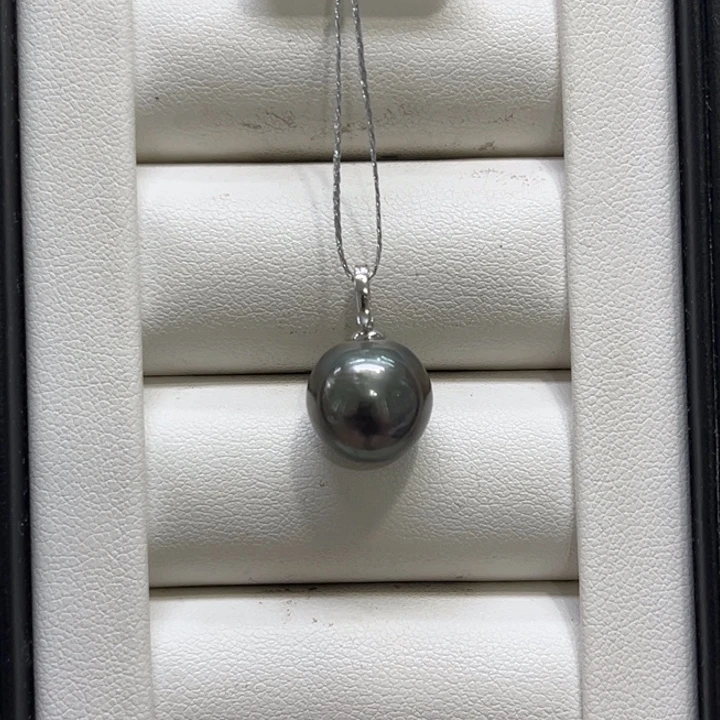 海水珍珠颈饰银S925镶嵌大溪地11-12mm 103号