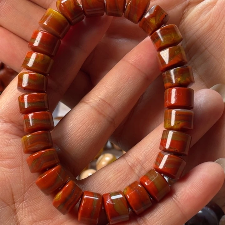 玛瑙/玉髓手链合金战国红