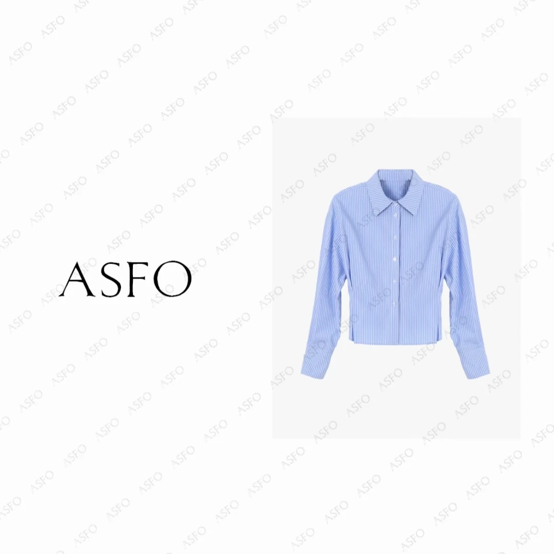 【AS海蓝蓝】铭顺25新原创定制拼色学院风条纹休闲衬衫AS25QCS03688