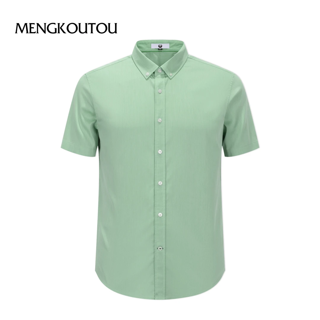 蒙口透短袖男士抗皱商务衬衫夏季纯色户外上衣男子休闲青年衬衣男
