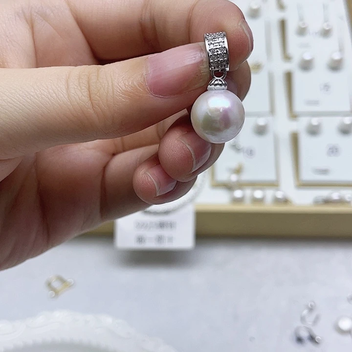 淡水珍珠吊坠(不含链)银S925镶嵌灌*包