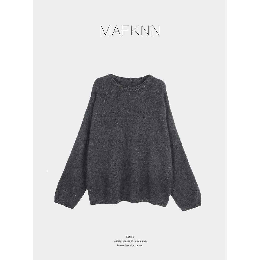 MAFKNN/玛肯时尚休闲简约纯色百搭秋冬绵羊毛山羊绒毛衣MK13666