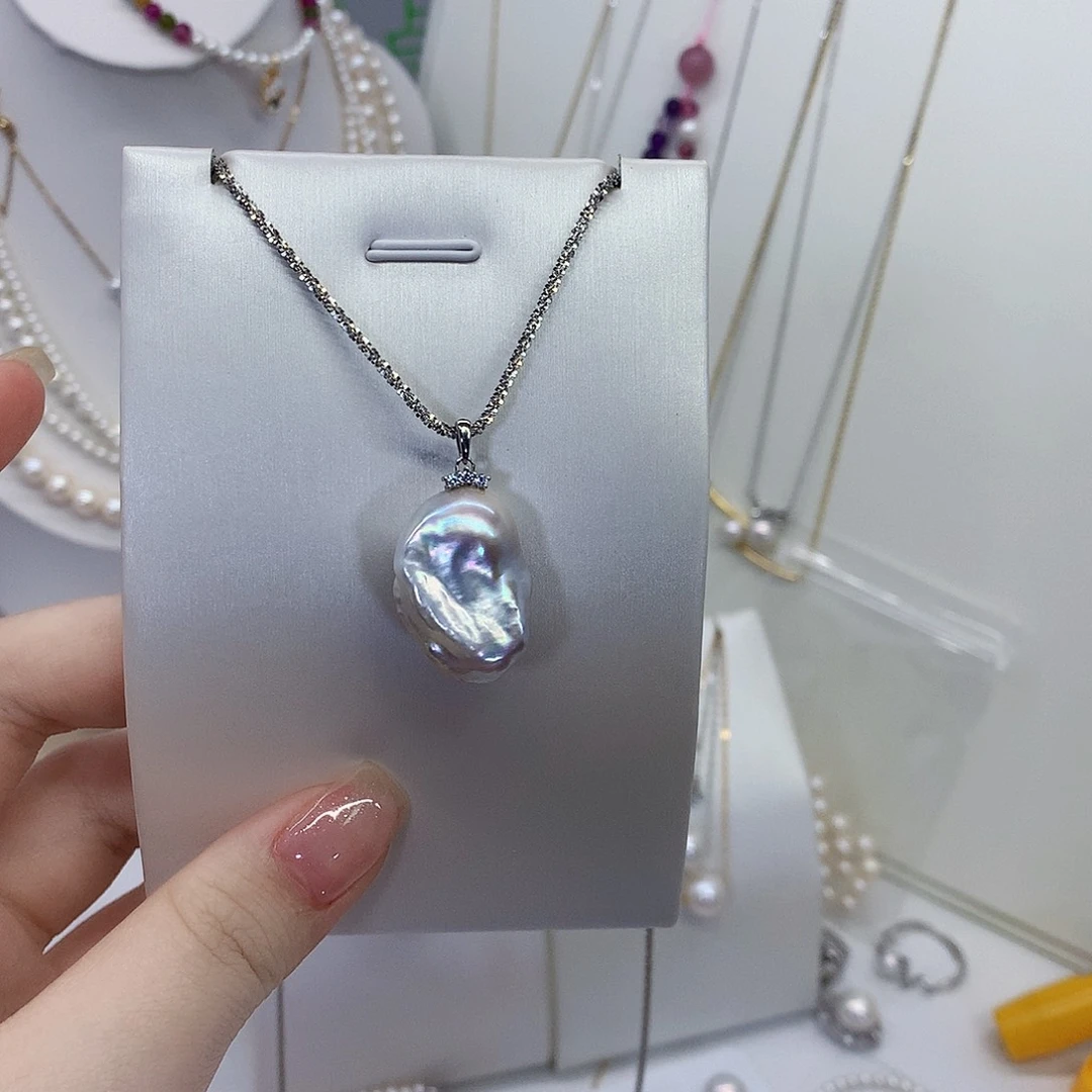 淡水珍珠银S925镶嵌颈饰