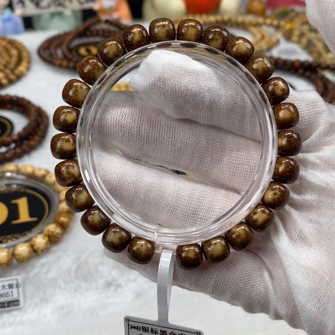 星月菩提手串9/8黑金虎皮半壁留白