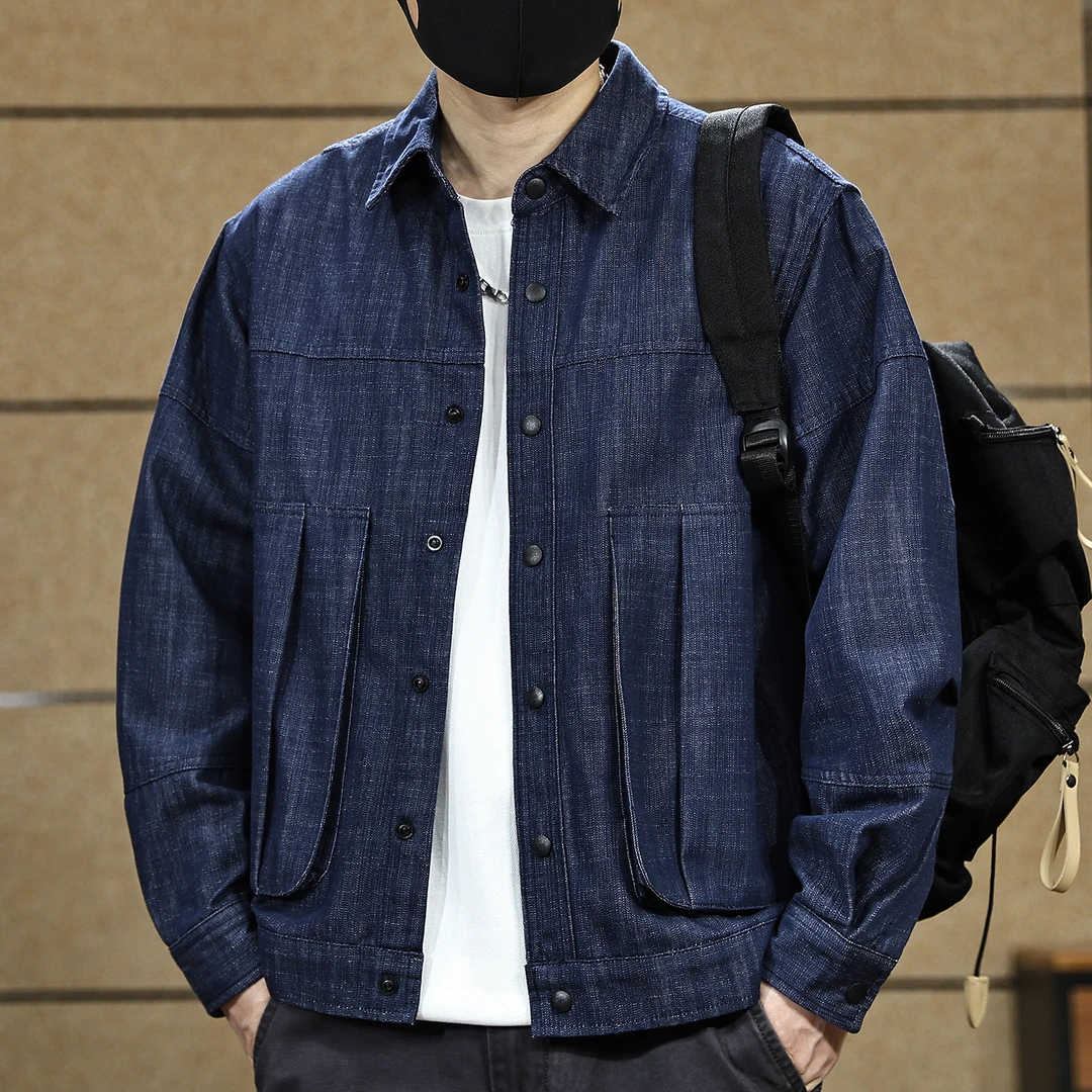 美式复古男士色织牛仔外套秋冬季新款潮牌宽松百搭休闲夹克男