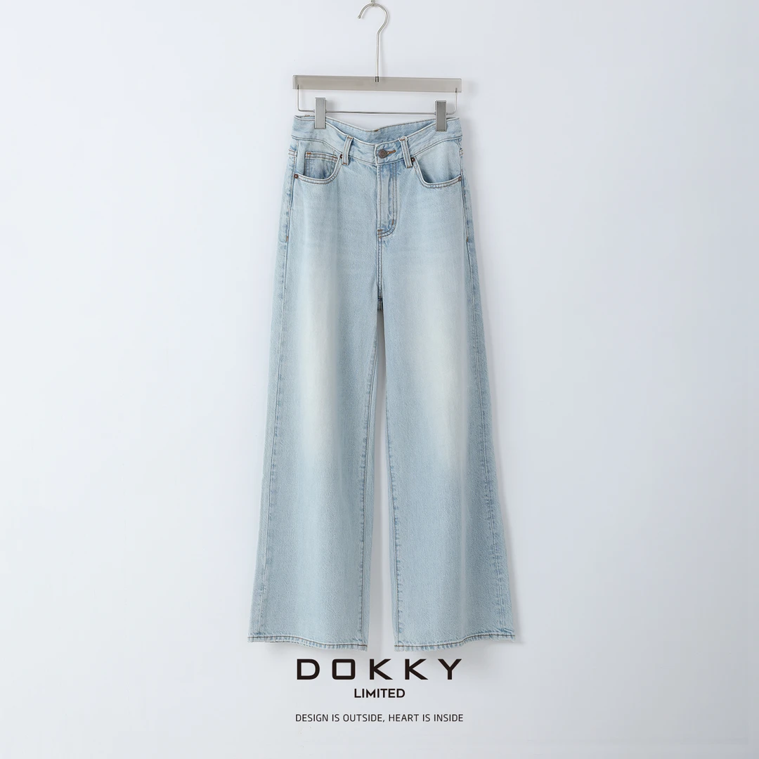 Dokky「清水蓝牛」定纺莱赛尔棉.宽松直筒牛仔裤D0051