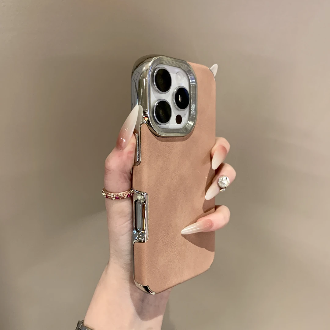 电镀小羊皮硅胶适用iPhone16pro手机壳15个性14Pro情侣13防摔12软