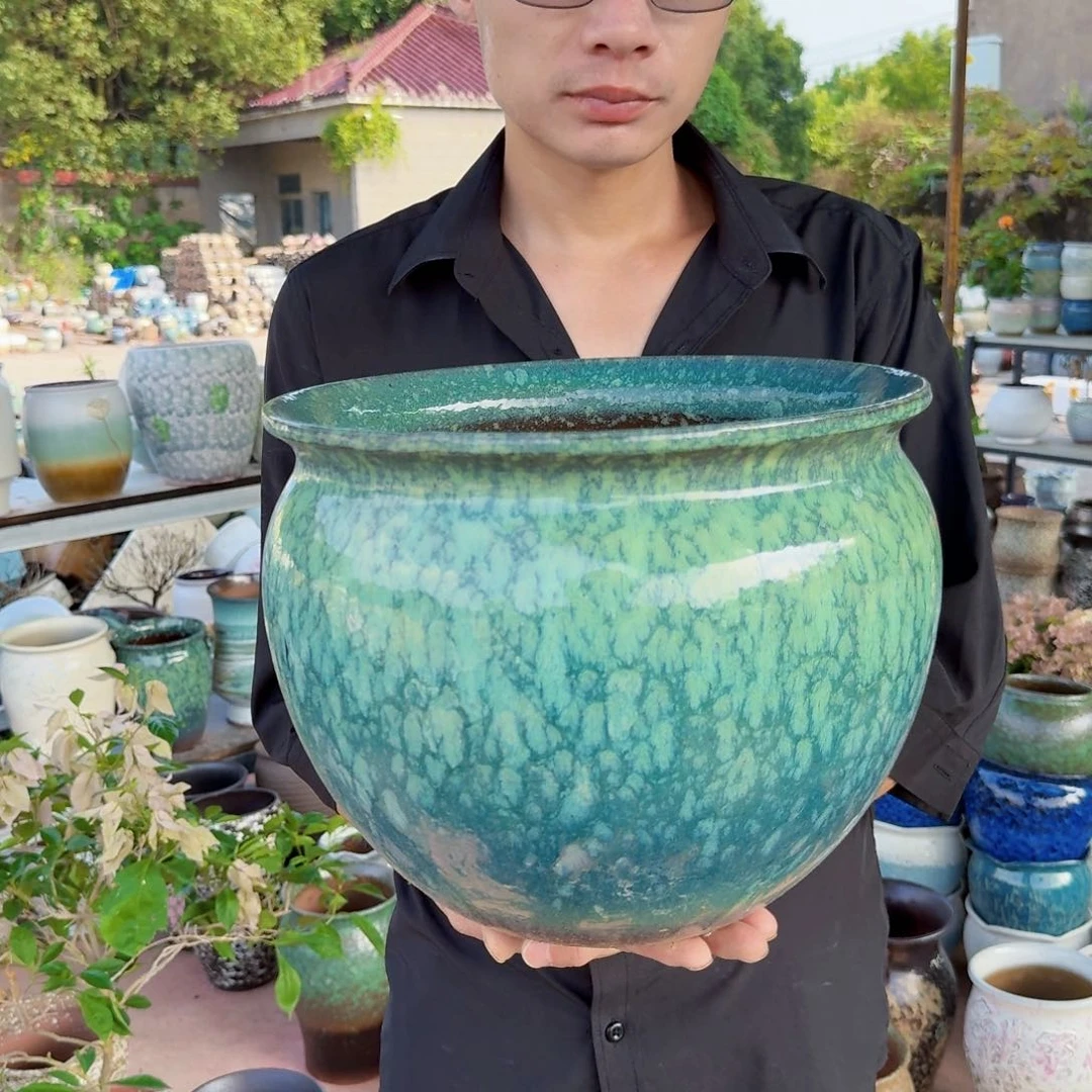 紫砂花盆口30高25（一个胖子绿