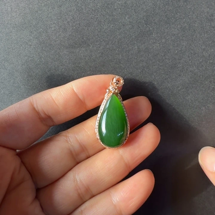 和田玉（碧玉）银S925镶嵌颈饰