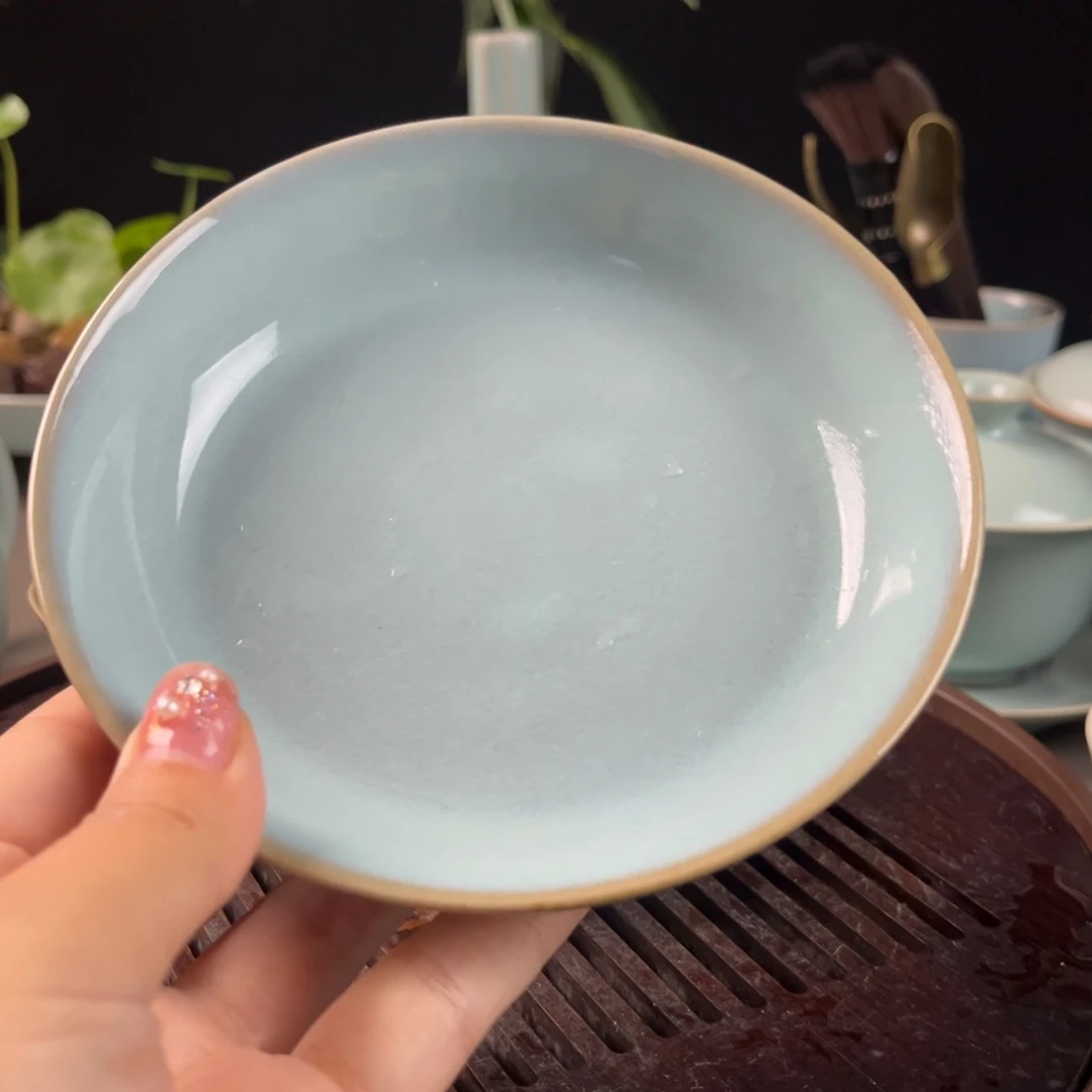 天青色圆洗全手工微瑕