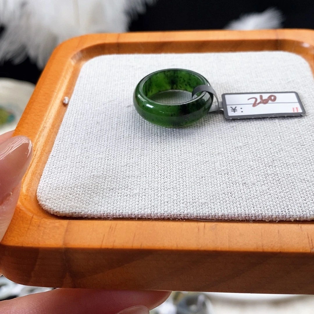 和田玉未镶嵌戒指r39碧玉乌兰海轮胎19.2
