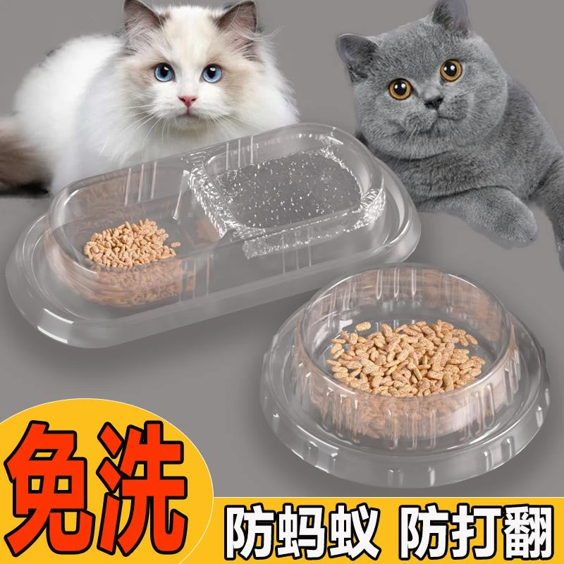 一次性喂猫碗免洗二合一流浪猫咪饭碗盆喝水投喂盒防打翻防蚂蚁偷