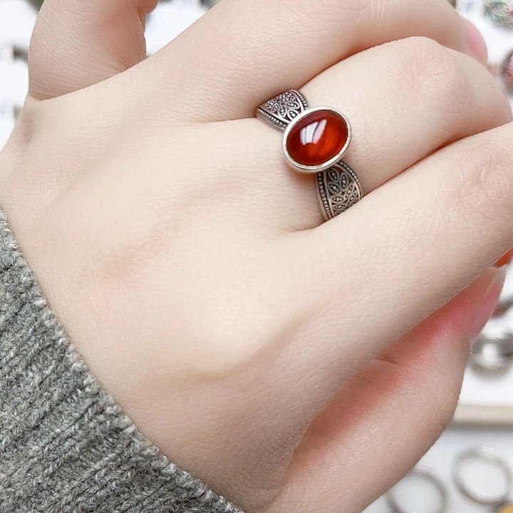 血珀银S925镶嵌戒指