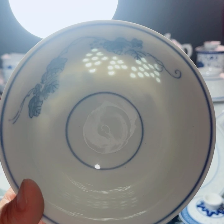 青花玲珑5寸饭碗葡萄