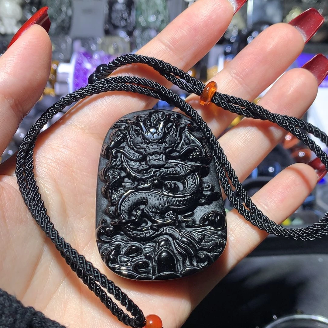 越***好黑曜岩未镶嵌吊坠(赠链)