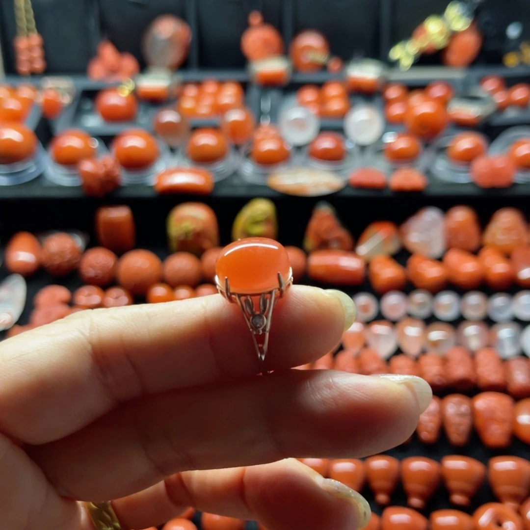 银S925镶嵌戒指南红玛瑙