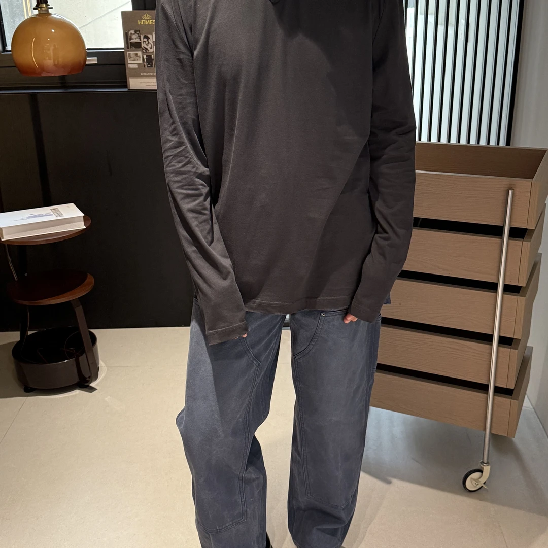 【SUNTEEZA】PD25FW三角标绣花刺绣渐变水洗磨破男女同款长袖T恤