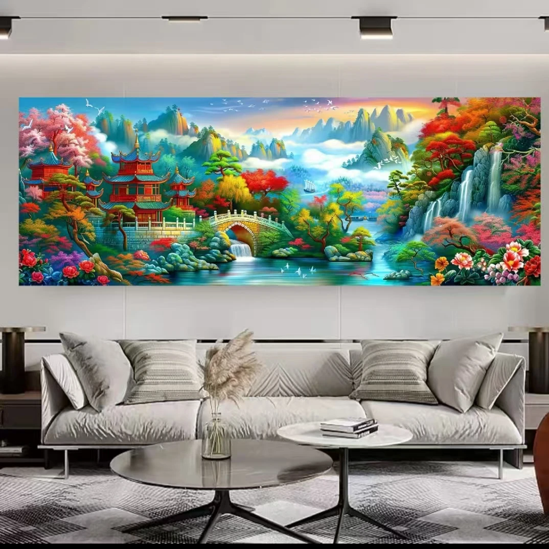 定制十字绣原创版权青语楼阁大格300*1003没绣的f1506 55颜色