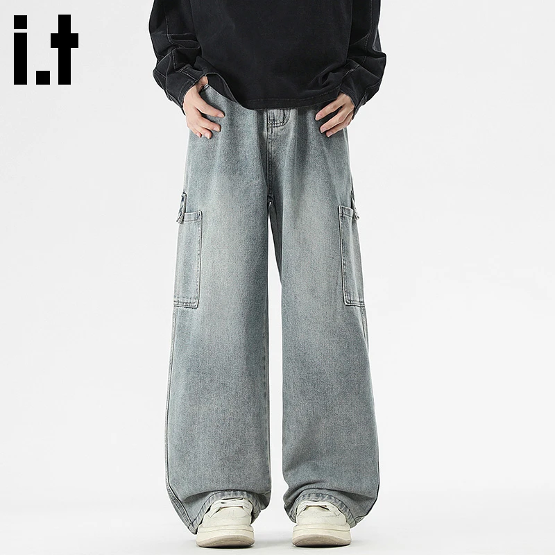 i.t:CHOCOOLATE潮牌复古牛仔裤男士秋冬季新款宽松休闲百搭阔腿裤