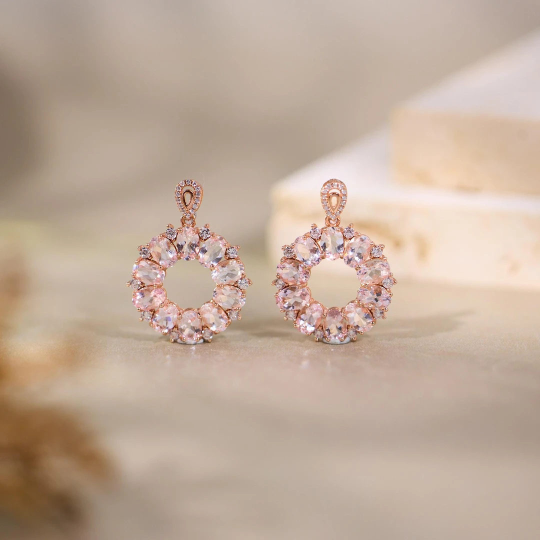 【歪歪】摩根石花型吊坠4*6（玫）（多样性发一）XB-H1029