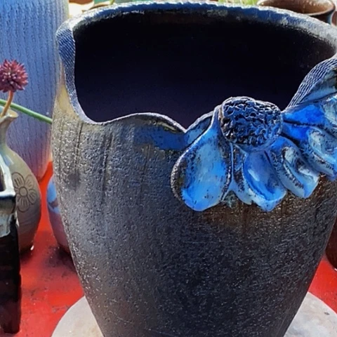 紫砂花盆高度27口21美美