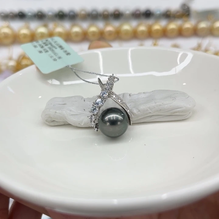 银S925镶嵌吊坠(不含链)海水珍珠10-11mm 69号