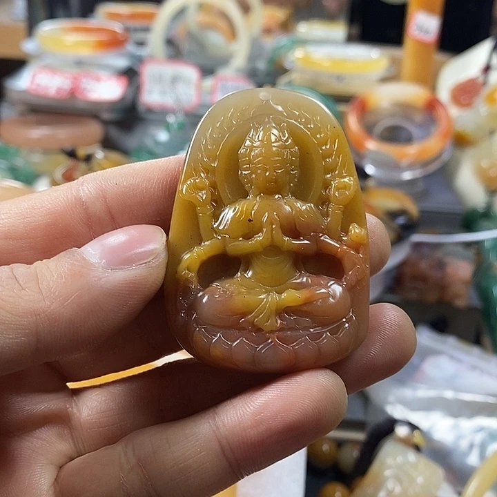 石英质玉（黄龙玉）合金手链