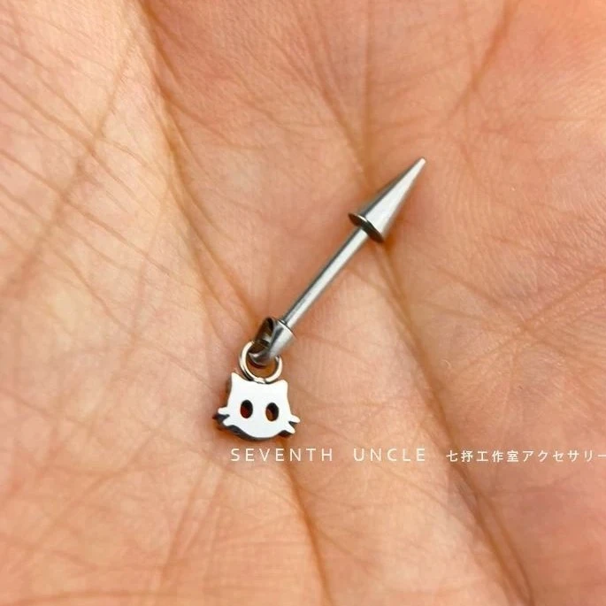 猫咪耳钉恶魔钉耳轮钉耳坠饰品高级感耳环装饰甜酷小众设计感耳饰